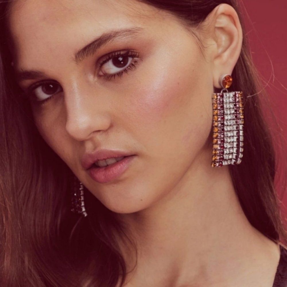 For Love and Lemons Bianca Crystal Earrings NWT